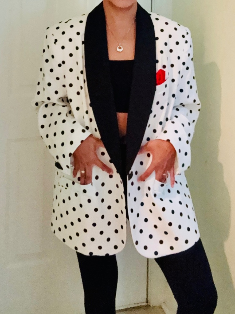 Kasper II Polka Dot Oversized Blazer Sz 22